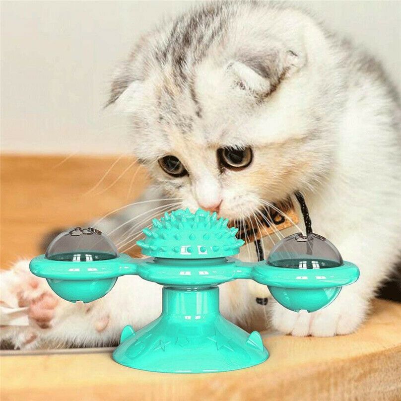 Windmill Cat Toy Spinning Puzzle avec Brush Cat Toy Kitten Windmill  Interactive Toy Pet Supplies, Jouet pour chien